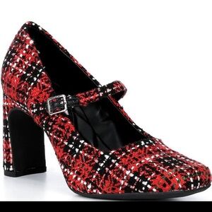 Gianni Bini Stylish Red Plaid Mary Jane Heels